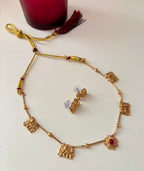 Cute Sleek Flower & Elephant Detailing Necklace With Stud