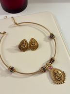 Gold Look Like Laxmi Hasli With Earrings