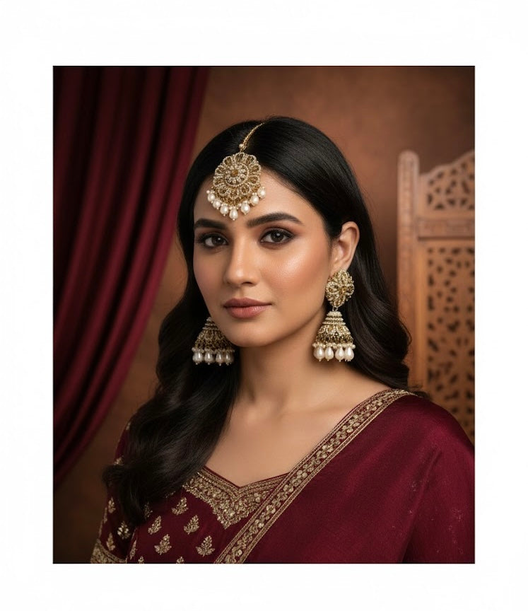 Maang Tikka With Jhumkas