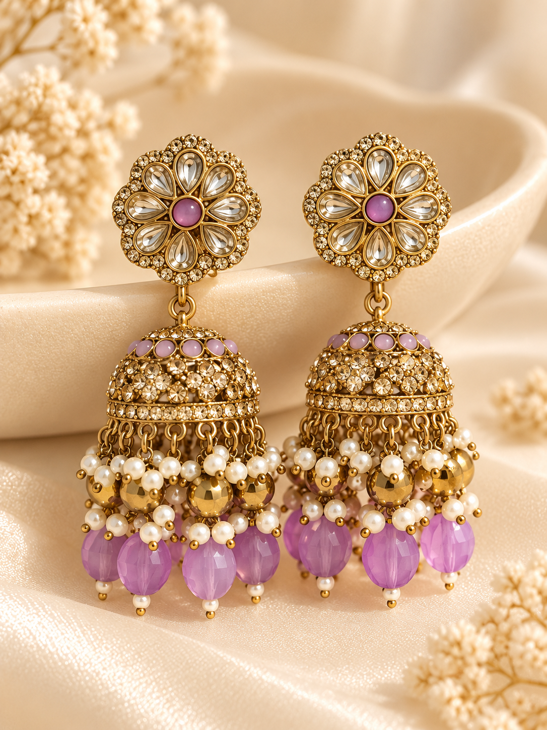 Lavender Jhumka