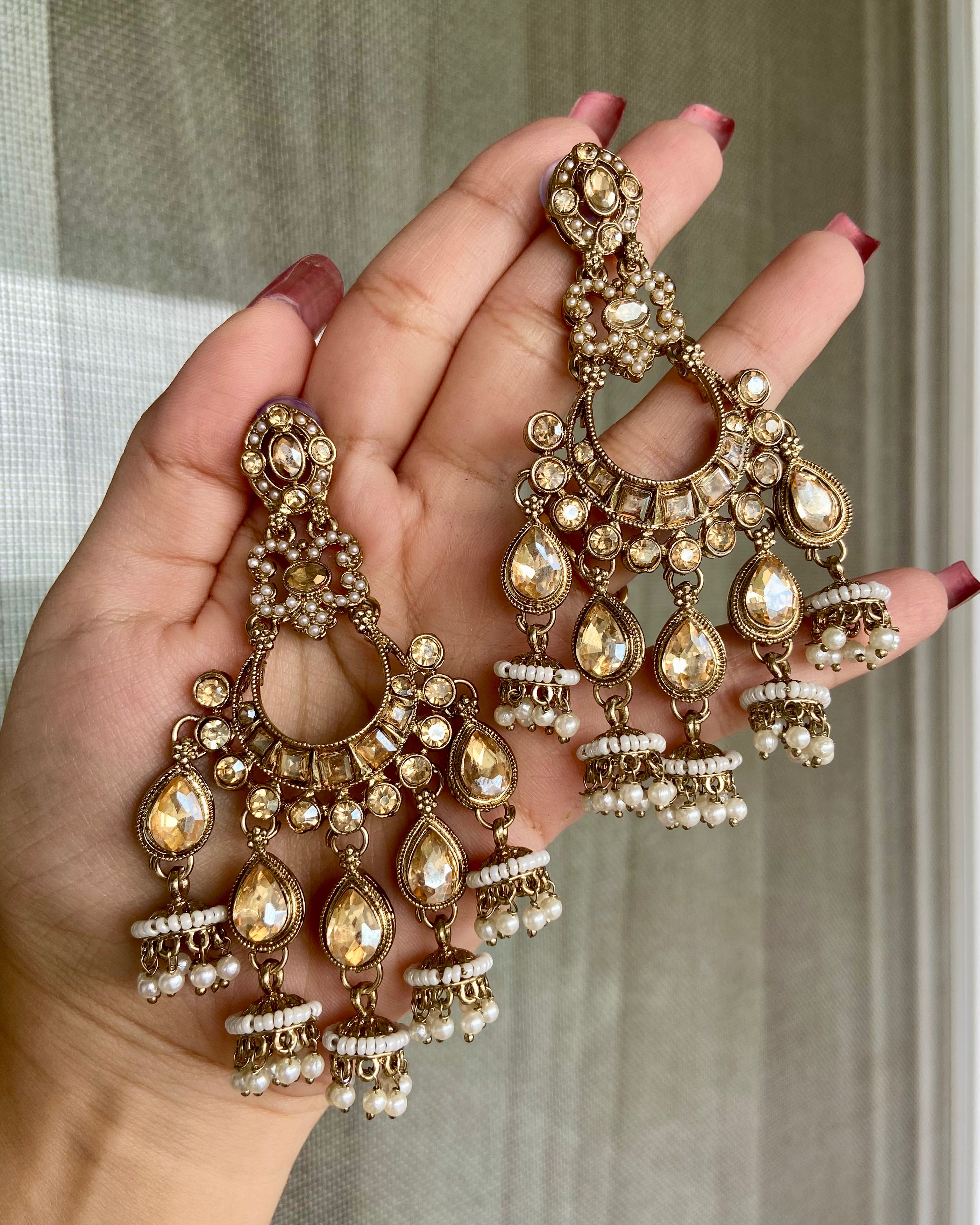 Golden Chaandbali Earrings