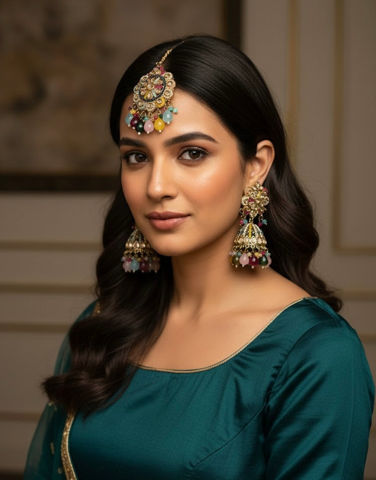 Maang Tikka With Jhumkas