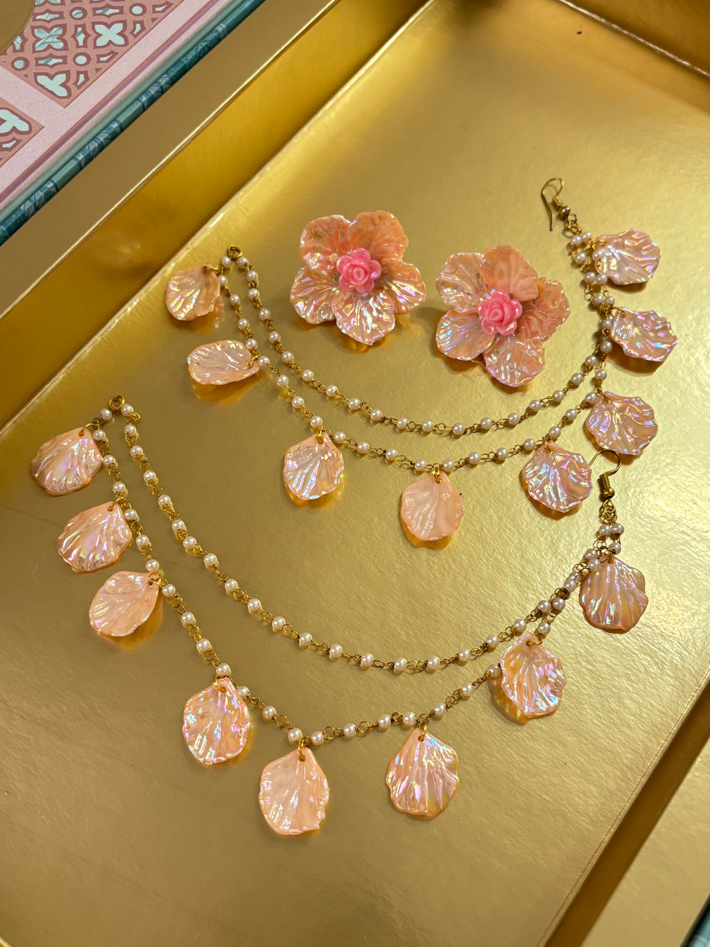 Peach Rose Petal Earrings