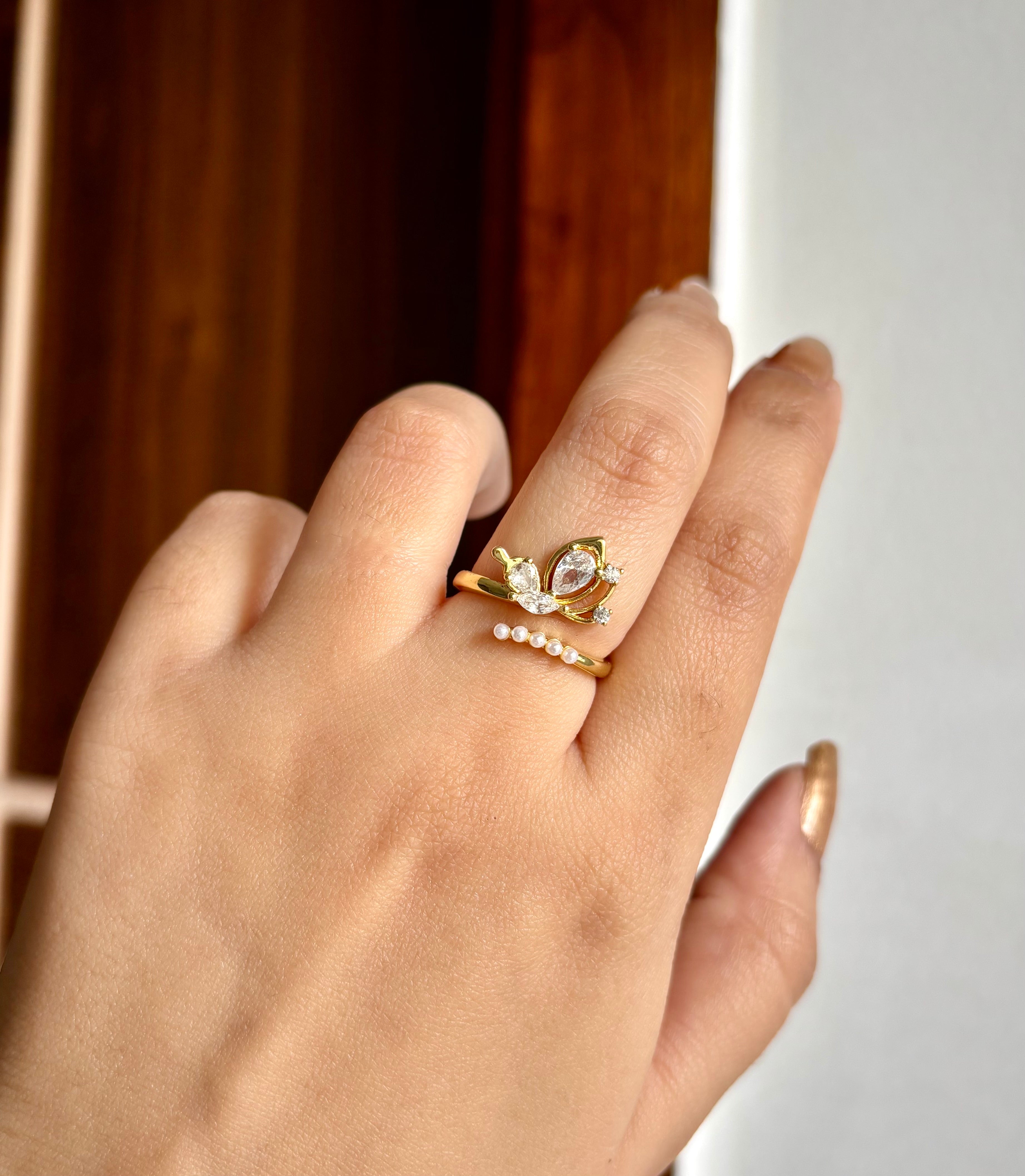 Diamond Wings Adjustable Ring