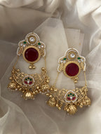 Laila Kashmiri Chandbali Earrings (Maroon)
