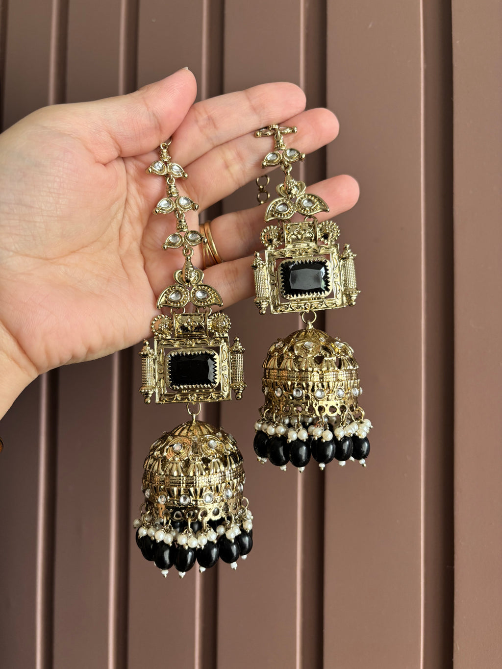 Champa Heavy Look Jhumkas With Sahara (Black)
