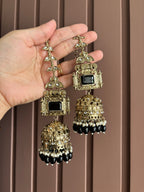 Champa Heavy Look Jhumkas With Sahara (Black)
