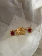Peacock Touch Statement Double Finger Adjustable Ring (Maroon)