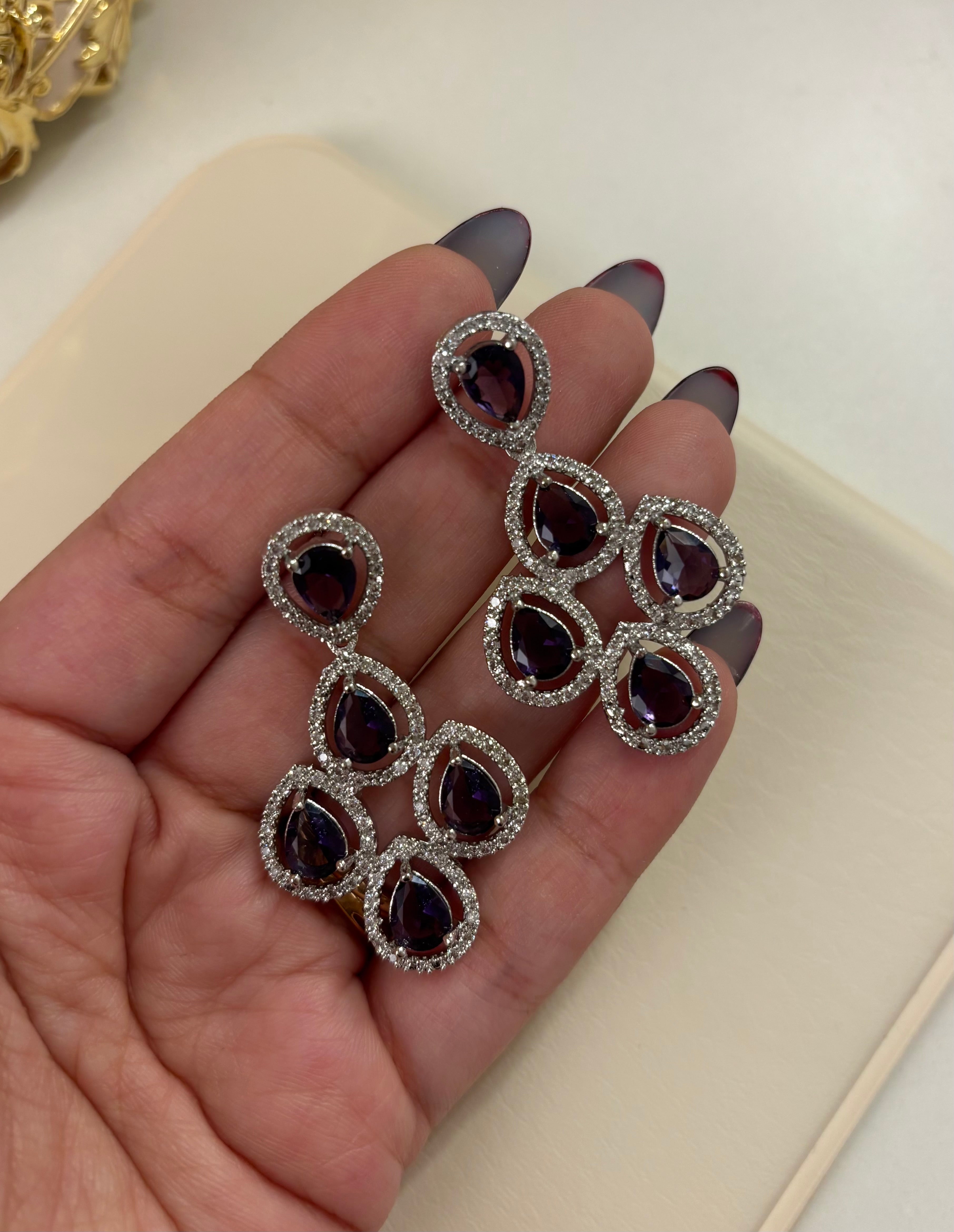Malta Purple American Diamond Earrings