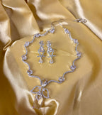 Angel American Diamond Sleek Necklace With Earrings
