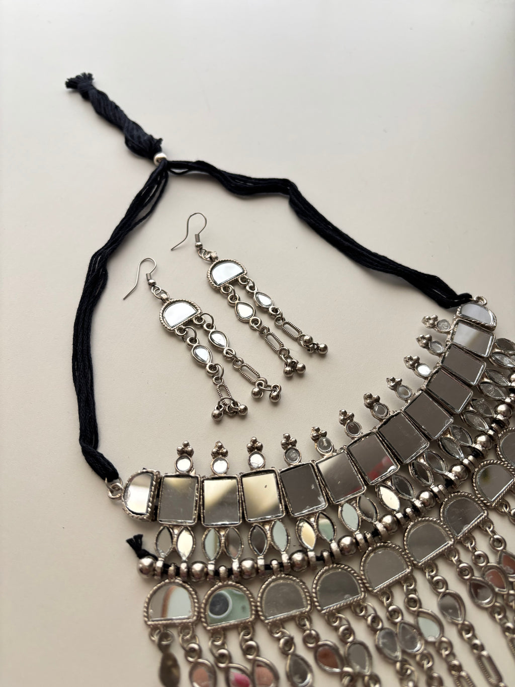 High Quality Full Mirror Work Choker With Layers Touch & Earrings