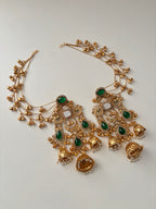 Vamika Long Kashmiri Earrings With Detachable Earchain (Green)
