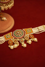 High Quality Designer Multi Choker Set With Mang Tikka & Jhumkas