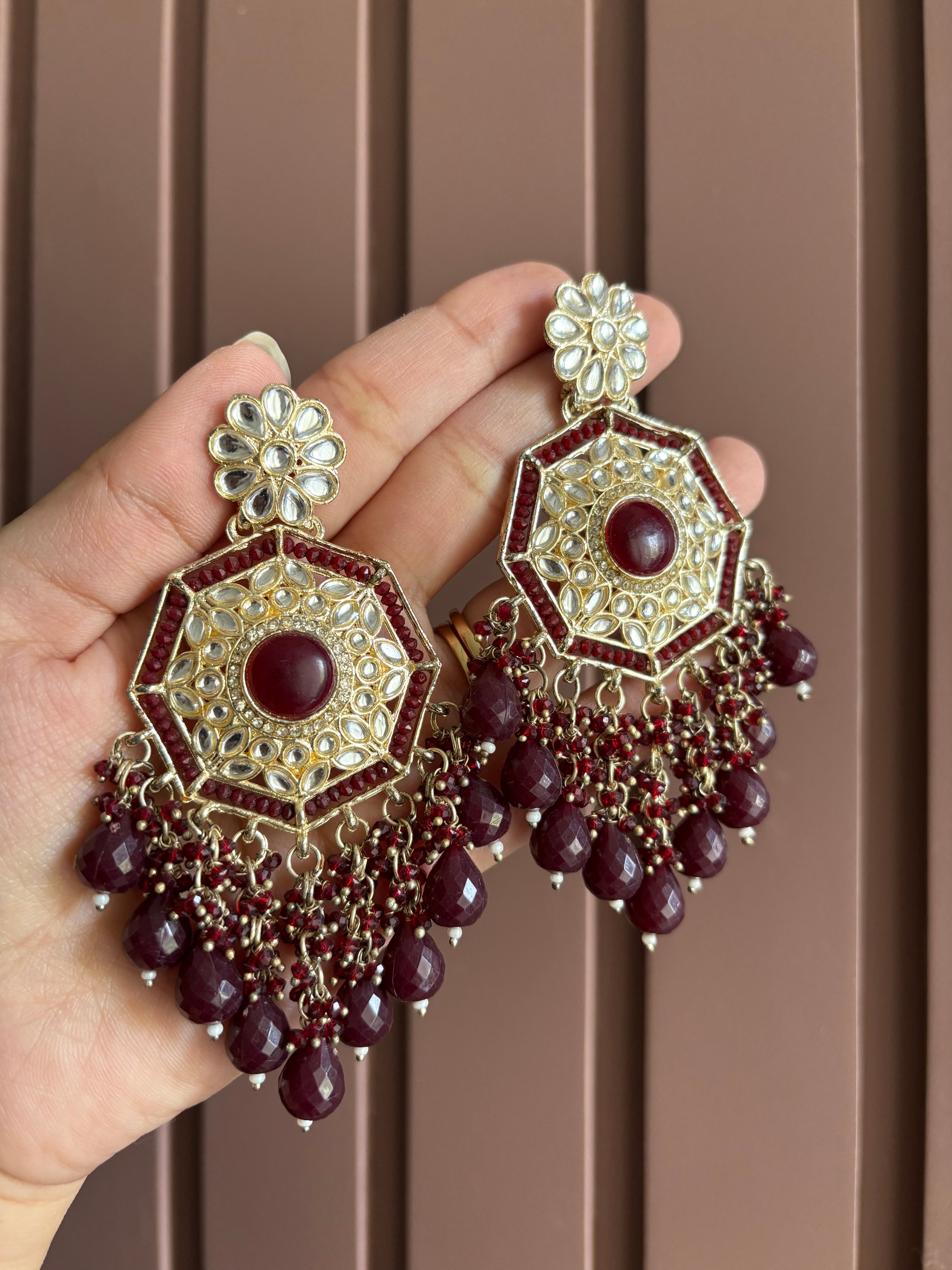 High Quality Designer Maroon Earrings