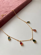 Ruby & Emerald Mix Droplet Neckchain