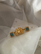 Peacock Touch Statement Double Finger Adjustable Ring (Turquoise)