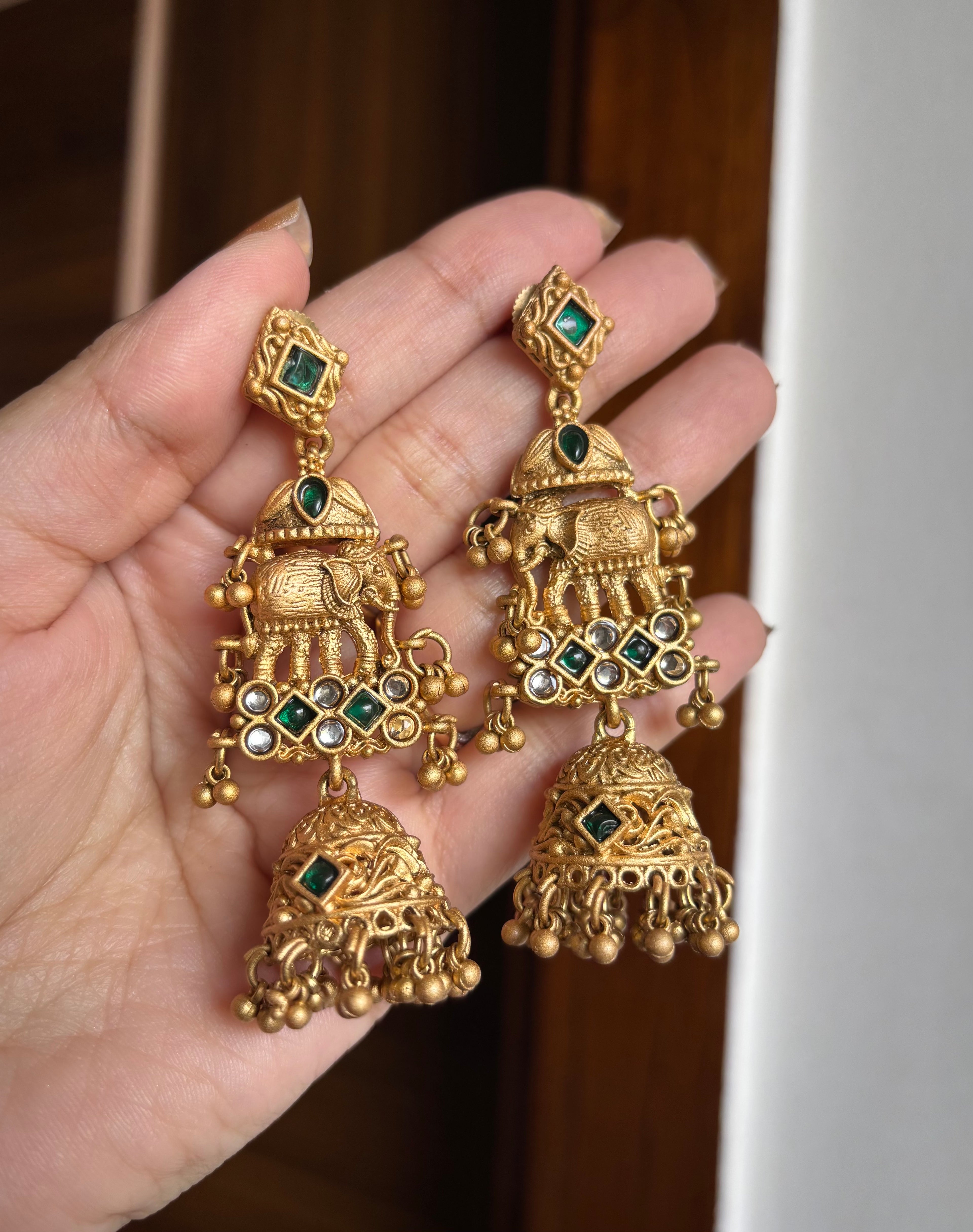 Jhanvi Heritage Earrings ( Green )