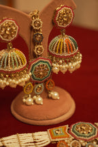 High Quality Designer Multi Choker Set With Mang Tikka & Jhumkas