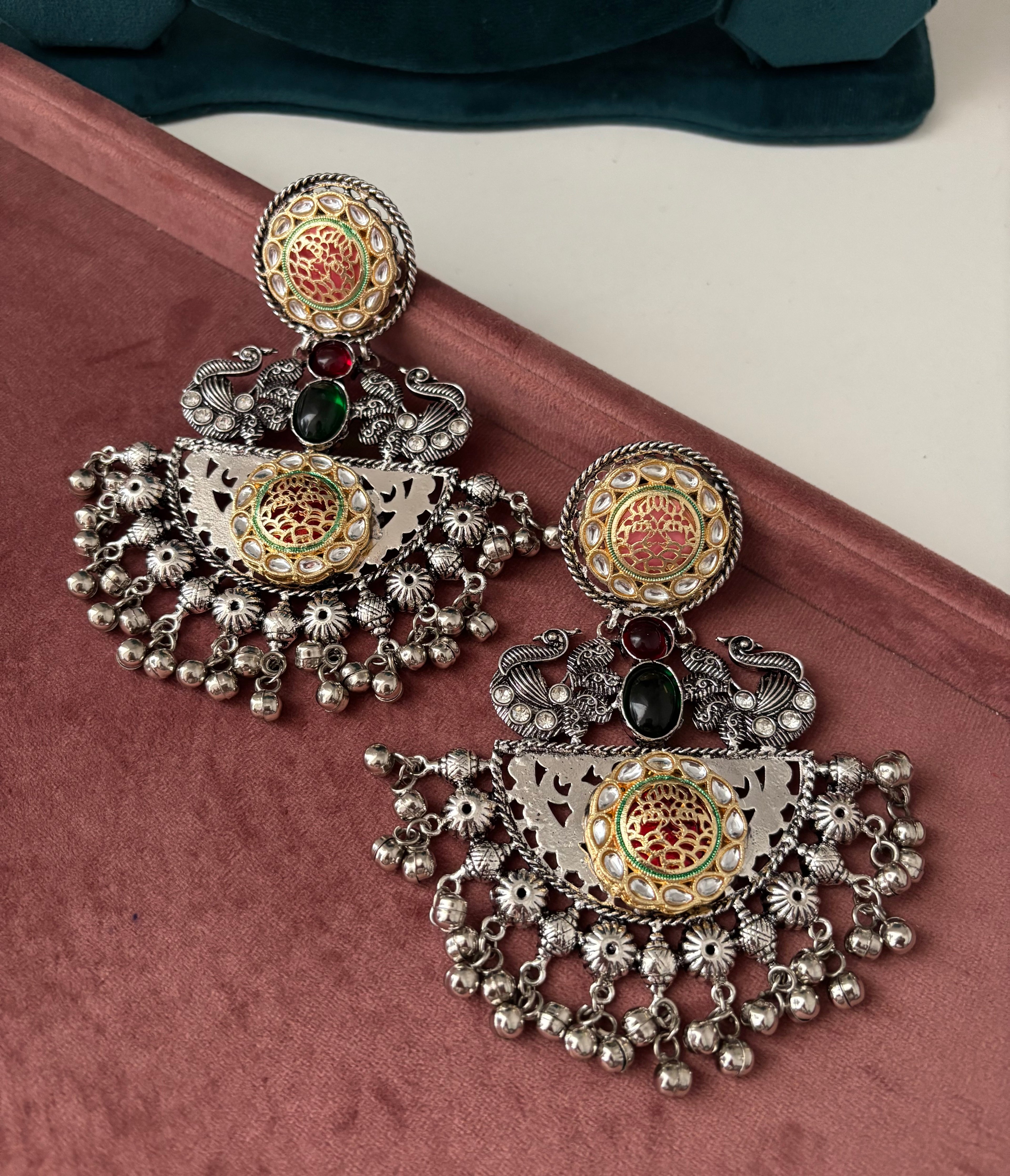 Double Shade Heavy Look Oversized Earrings