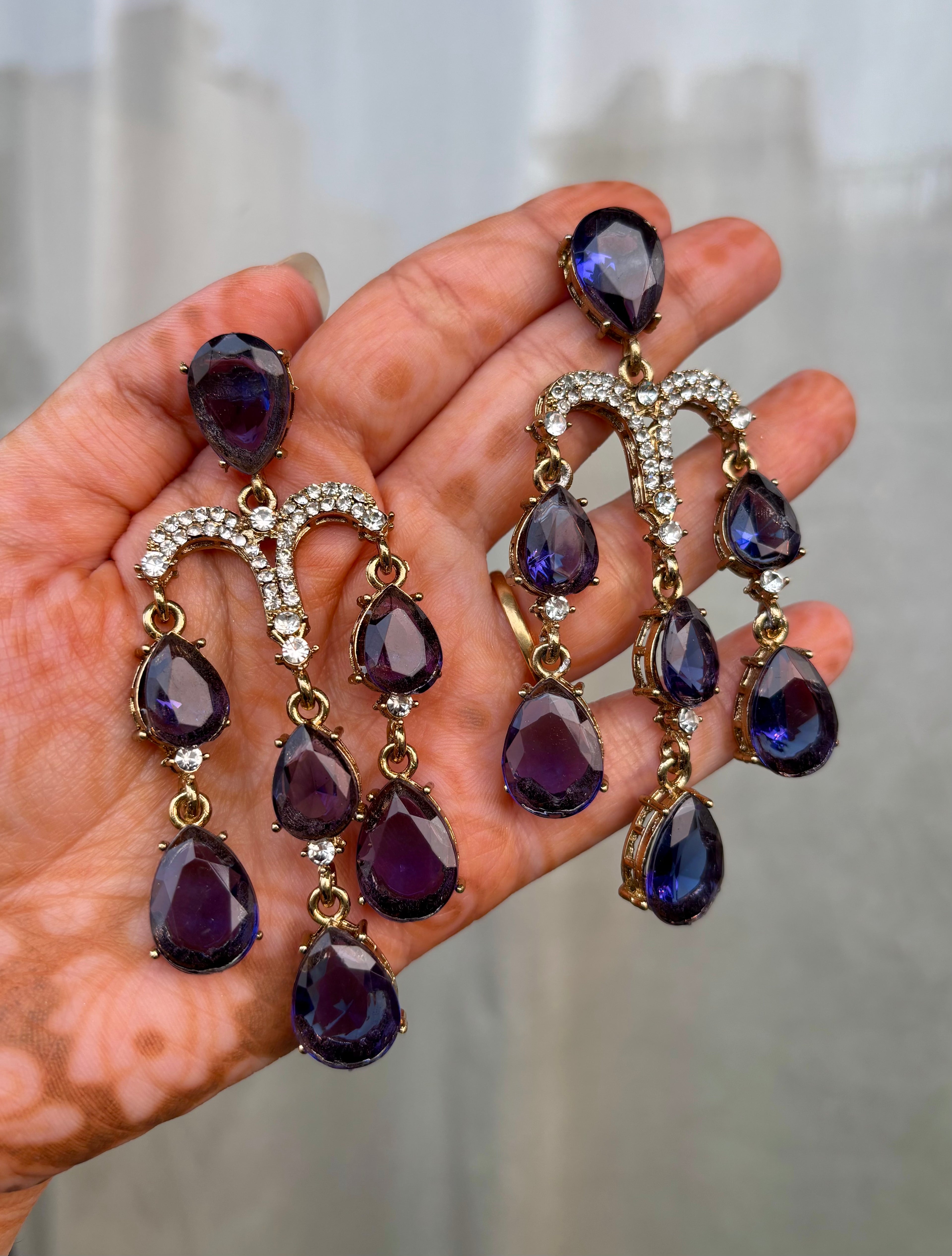 Ink Blue Crystal Drop Earrings