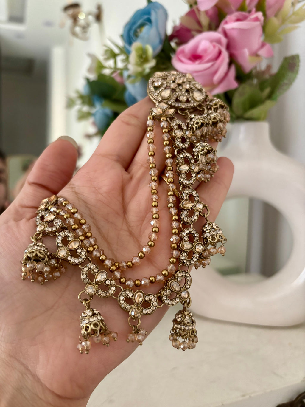 Chandarika Stud Earrings With Side Layers In Jhumkas Touch