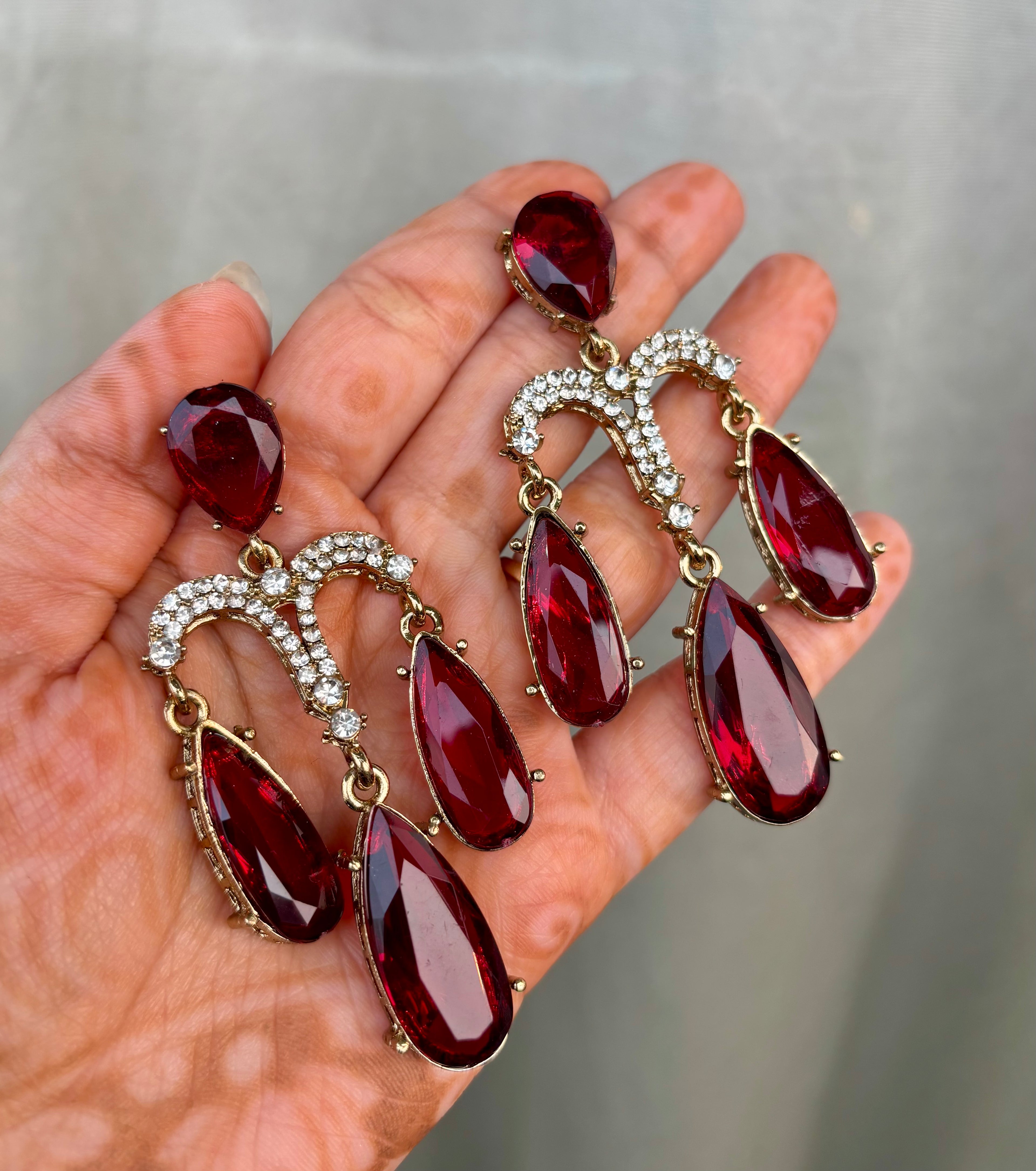 Maroon Chandelier Earrings