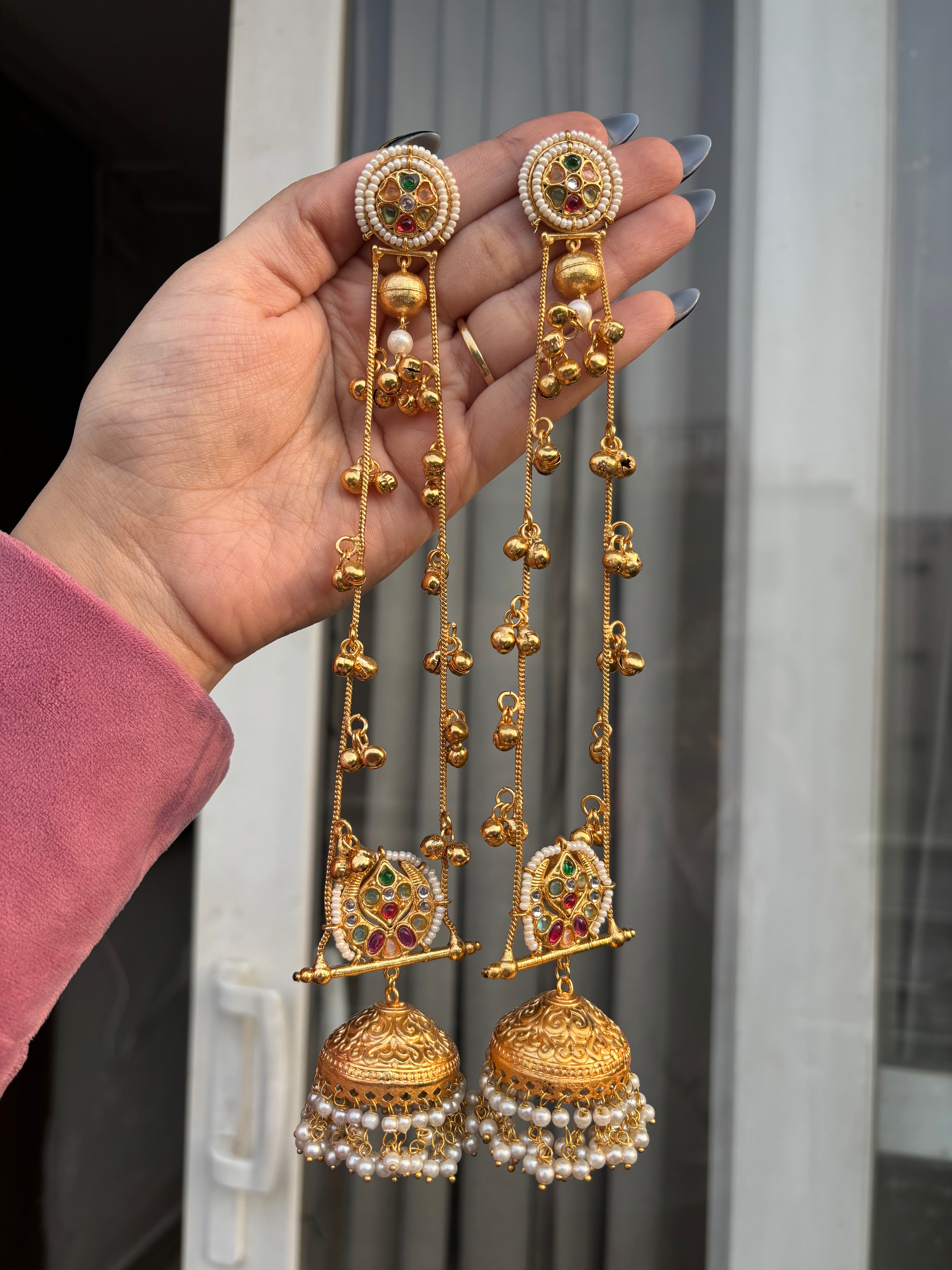 Heer Kashmiri Long Jhumkas Multi