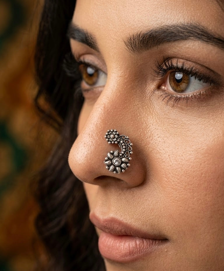 German Silver Press On Nose Pin Design No.3