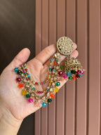 Round Multi Mang Tikka With Jhumkas & Side Layers