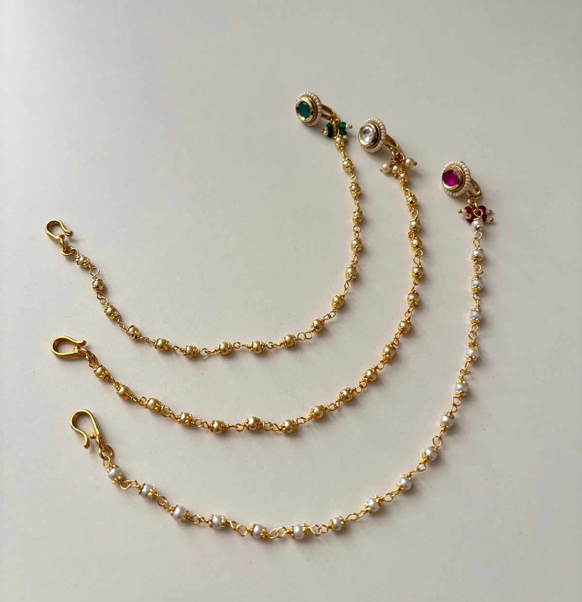 Round Kundan Press On Nose Stud With Side Layer