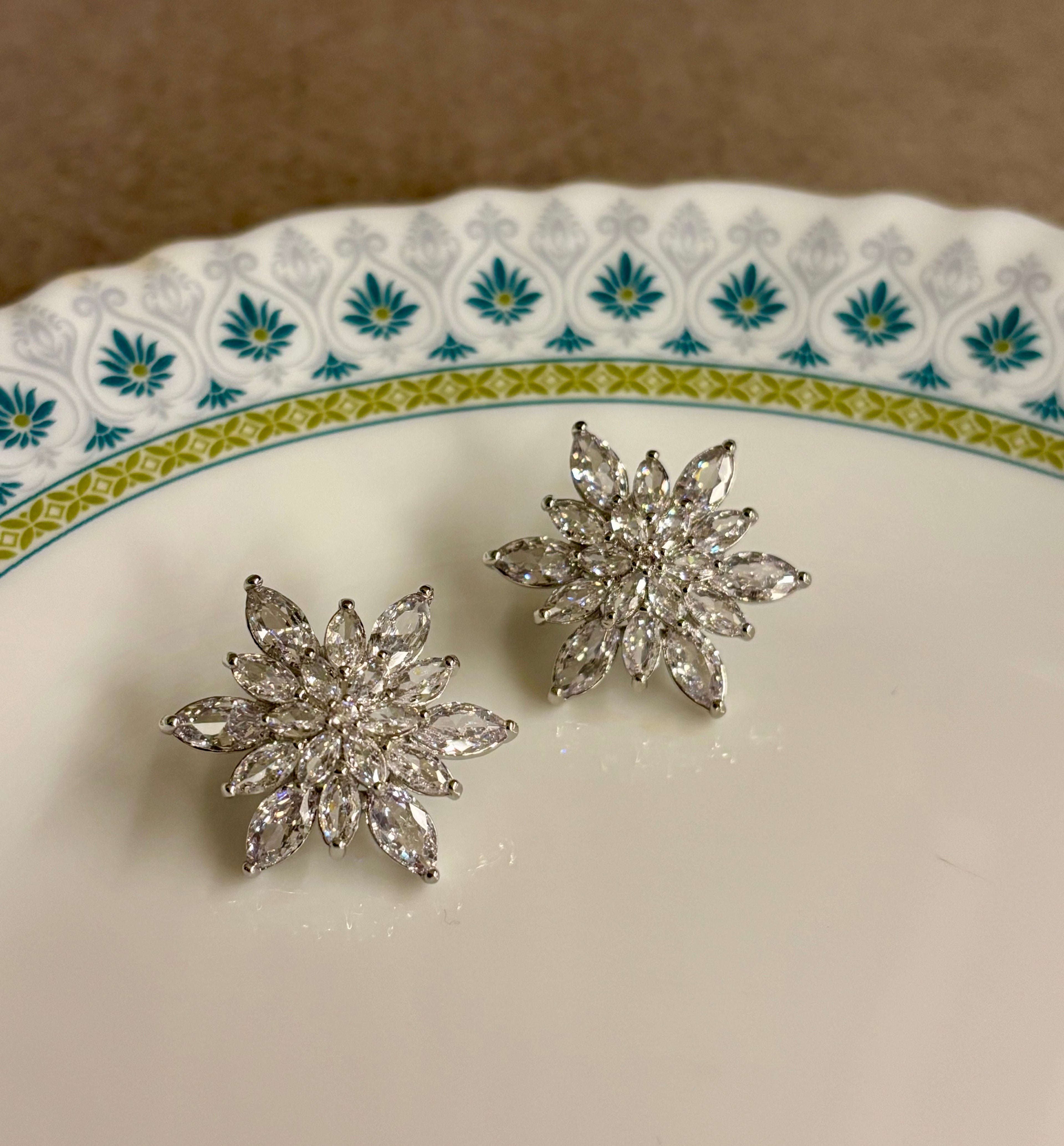 High Quality Designer Rose Diamond Cut Earrings