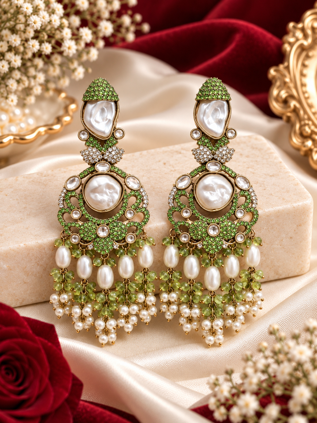 Mehboob Turkish Long Earrings (Mint)