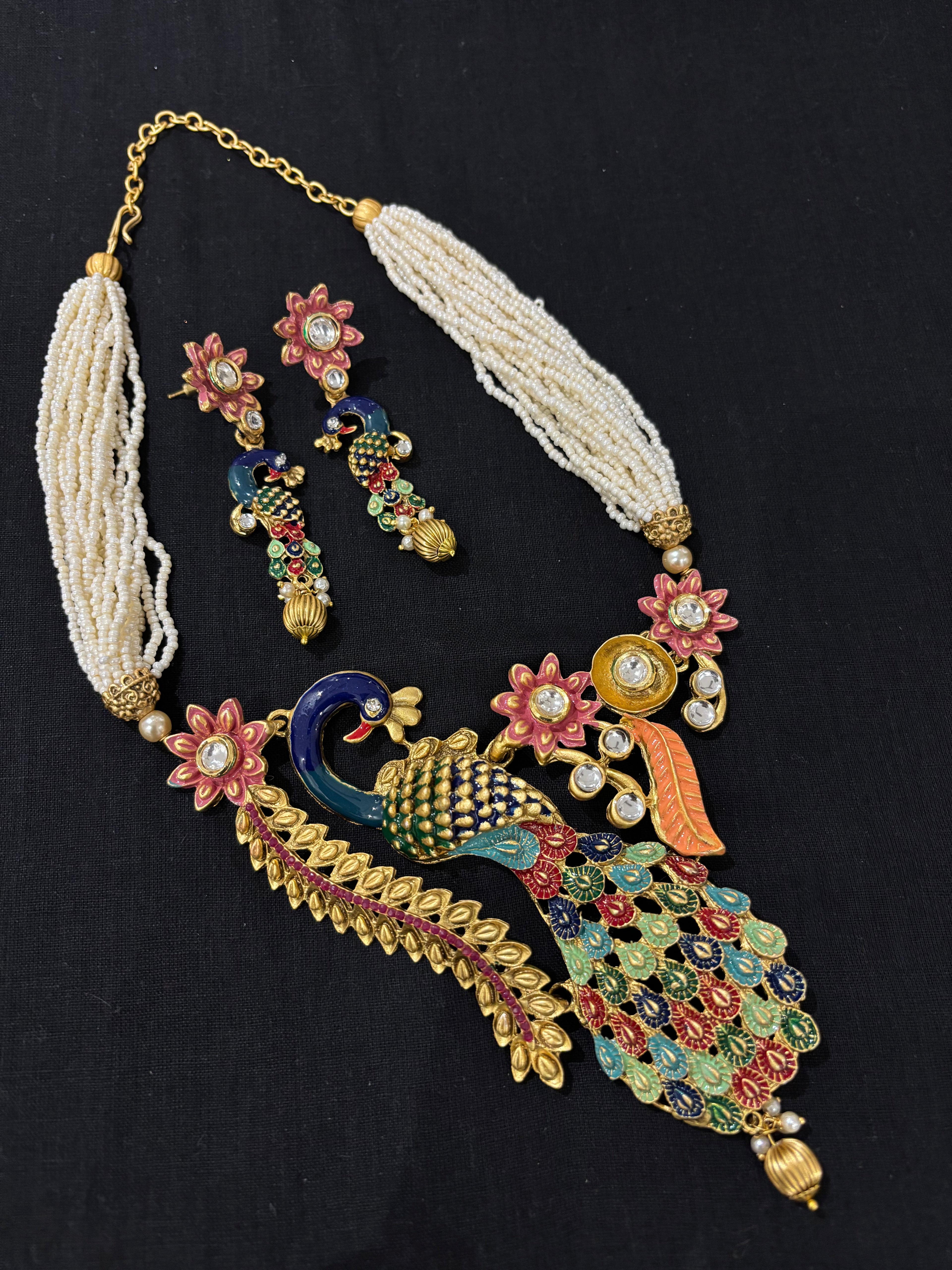 High Quality Designer Heritage Classy Peacock Necklace With Earrings