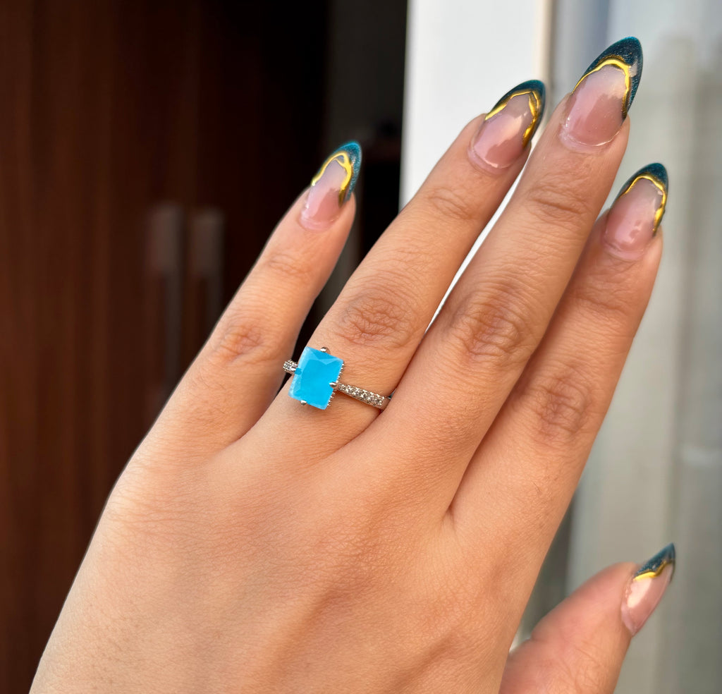 The Square Solitaire Adjustable Ring
