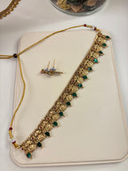Emerald Laxmi Necklace With Stud