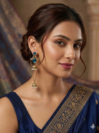 Simran Long Kashmiri Earrings ( Blue )