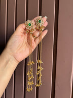 Kundan Touch Green Kashmiri Earrings