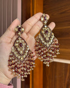 High Quality Designer Crystal Beads Work Long Earrings