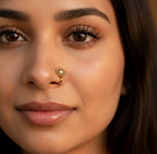 Oxidised Round Single Stone Presson Nose Pin