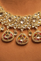 Multi Victorian Style Necklace With Mang Tikka & Earrings
