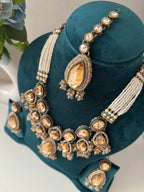 High Quality Designer Heavy Look Necklace With Long Earrings & Mang Tikka