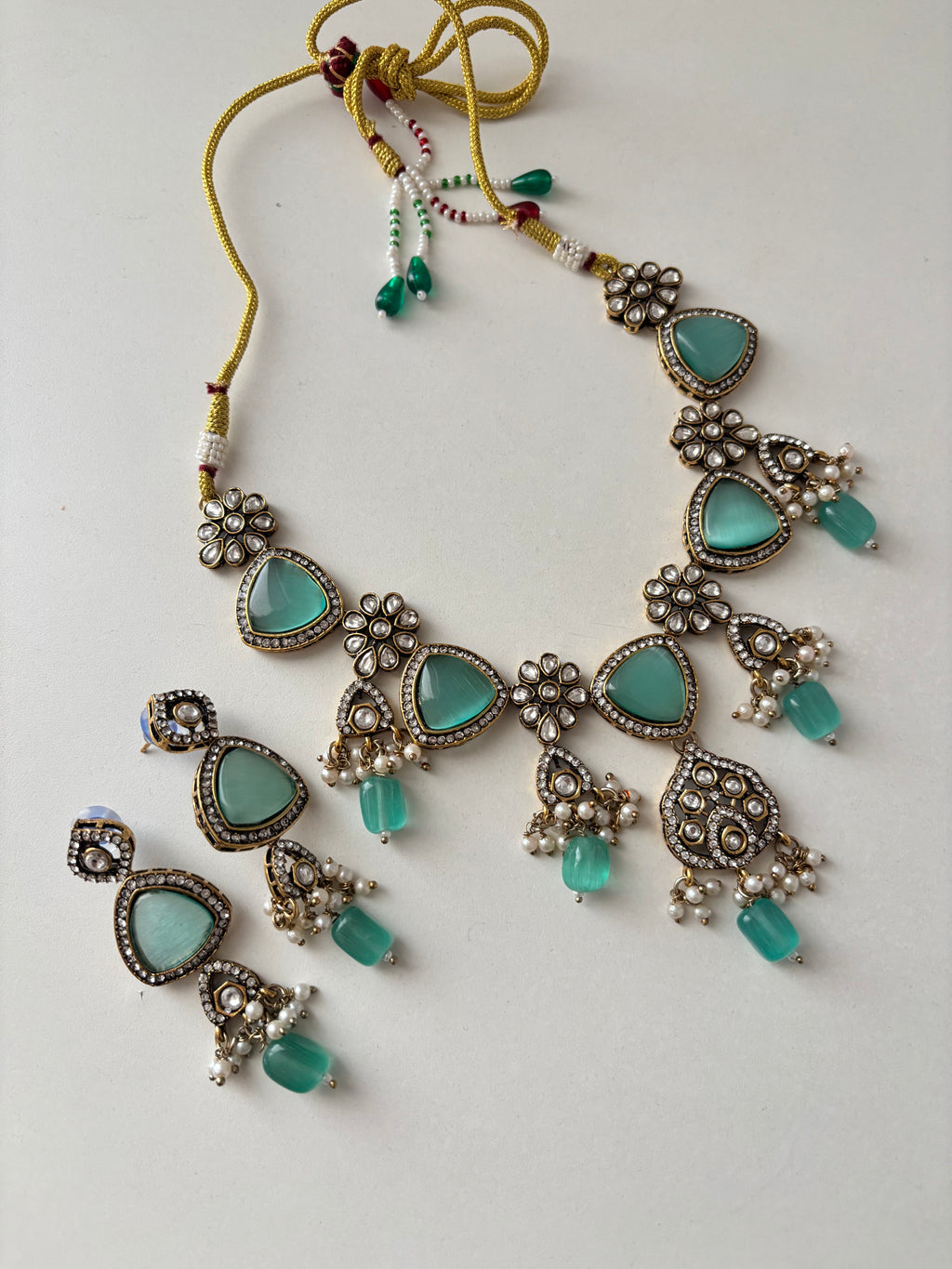 Shishuka Moissanite Necklace With Earrings (Turquoise)