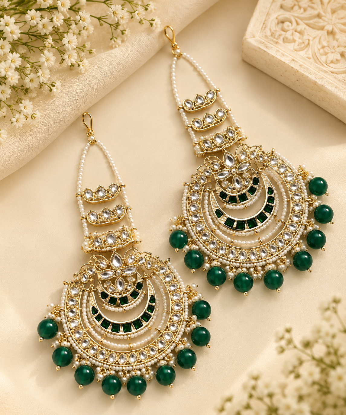 Deepika Oversized Chandbali With Sahara (Green)