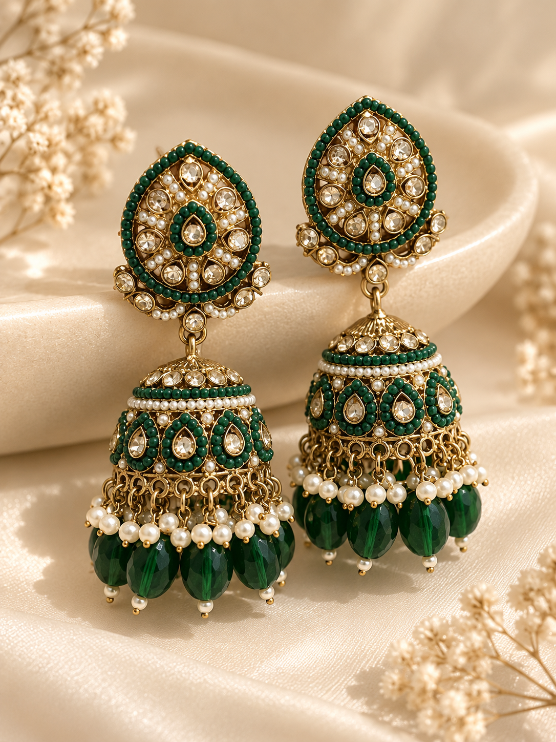 Green Jadau Jhumki