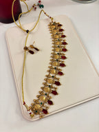 Ginny Gold Look Choker With Earrings (Ruby/Emerald) Design-4