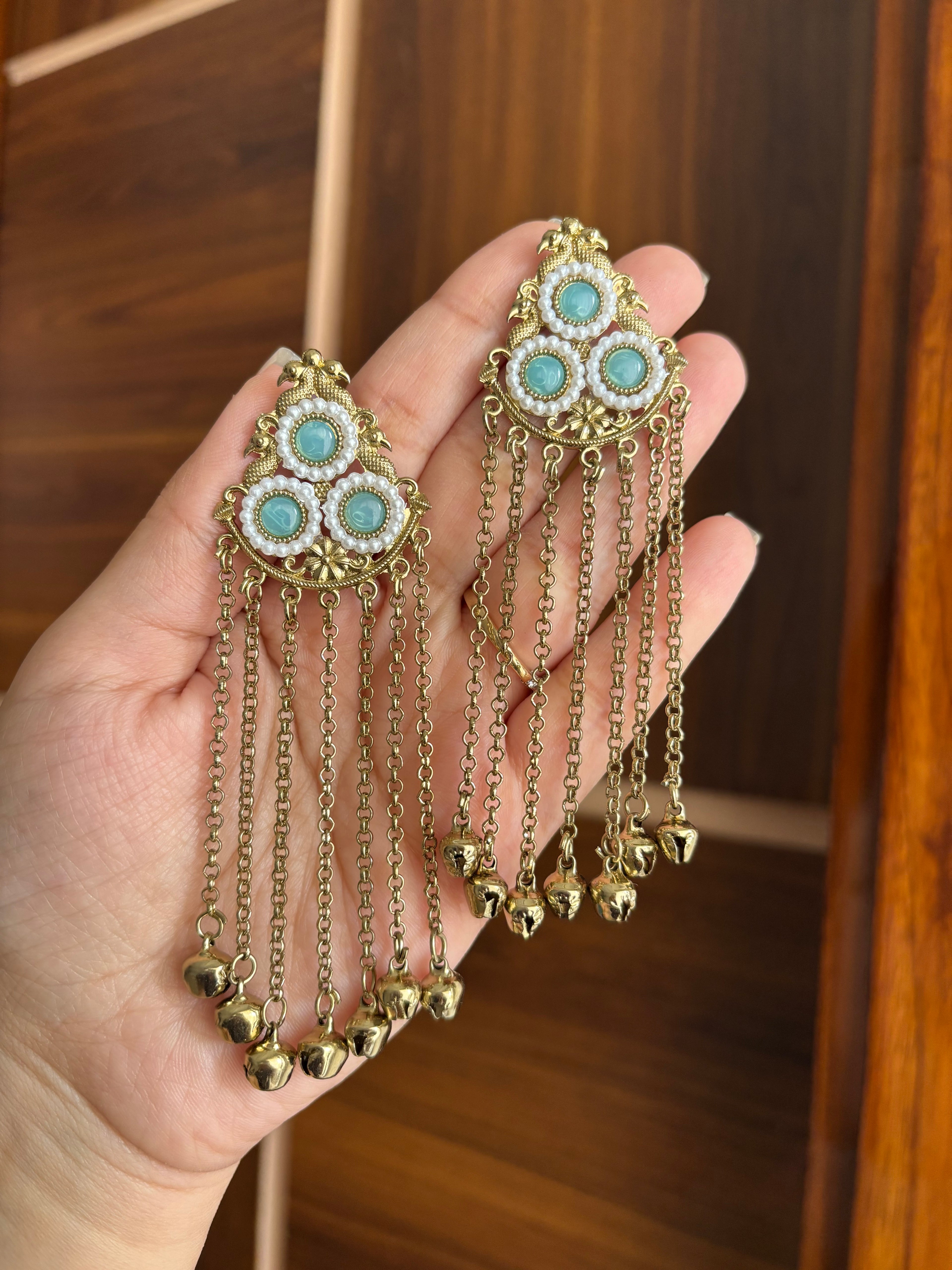 Sheena Kashmiri Layer Earrings (Turquoise )