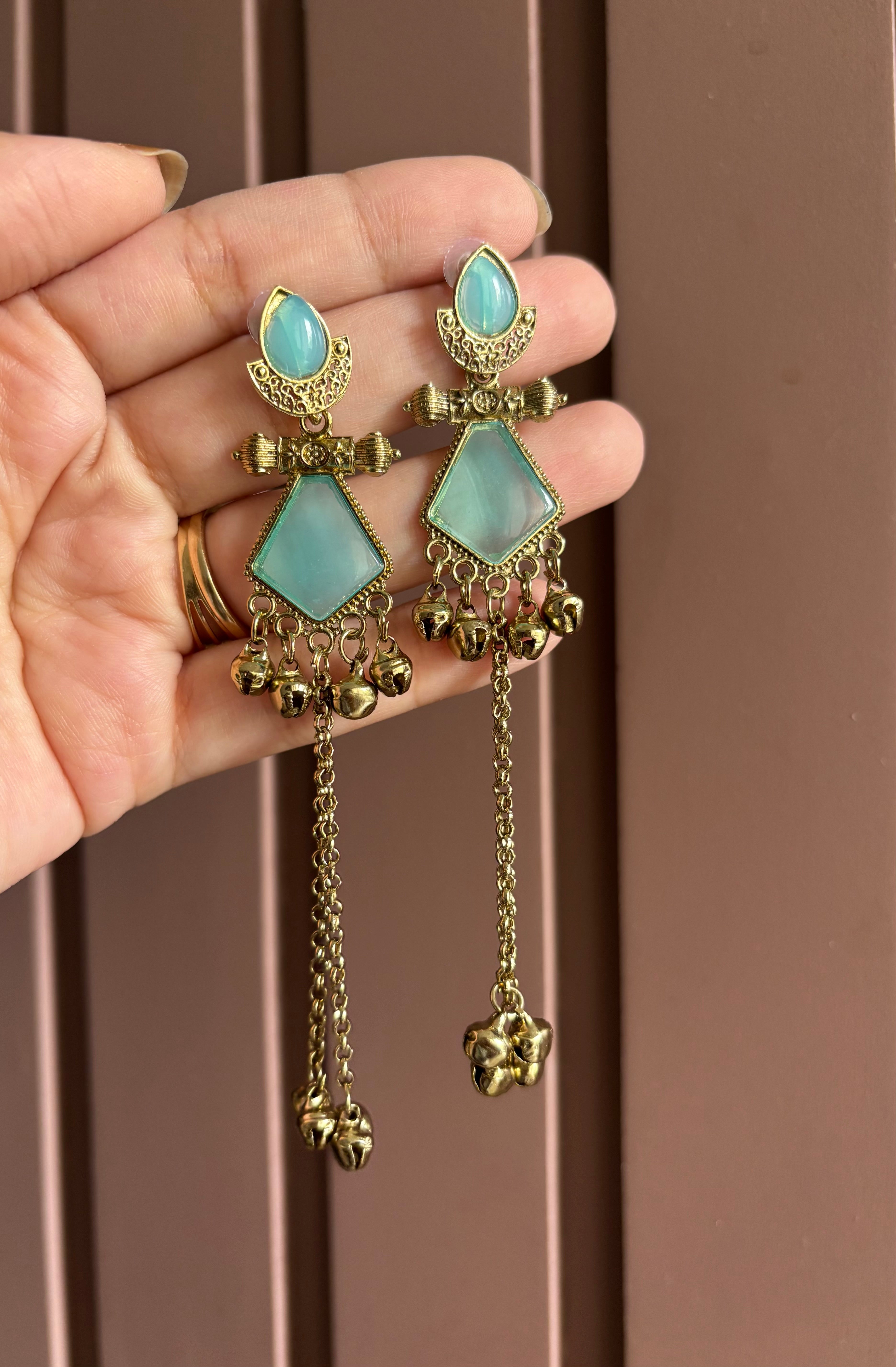 Manni Ghungroo Earrings (Turquoise)