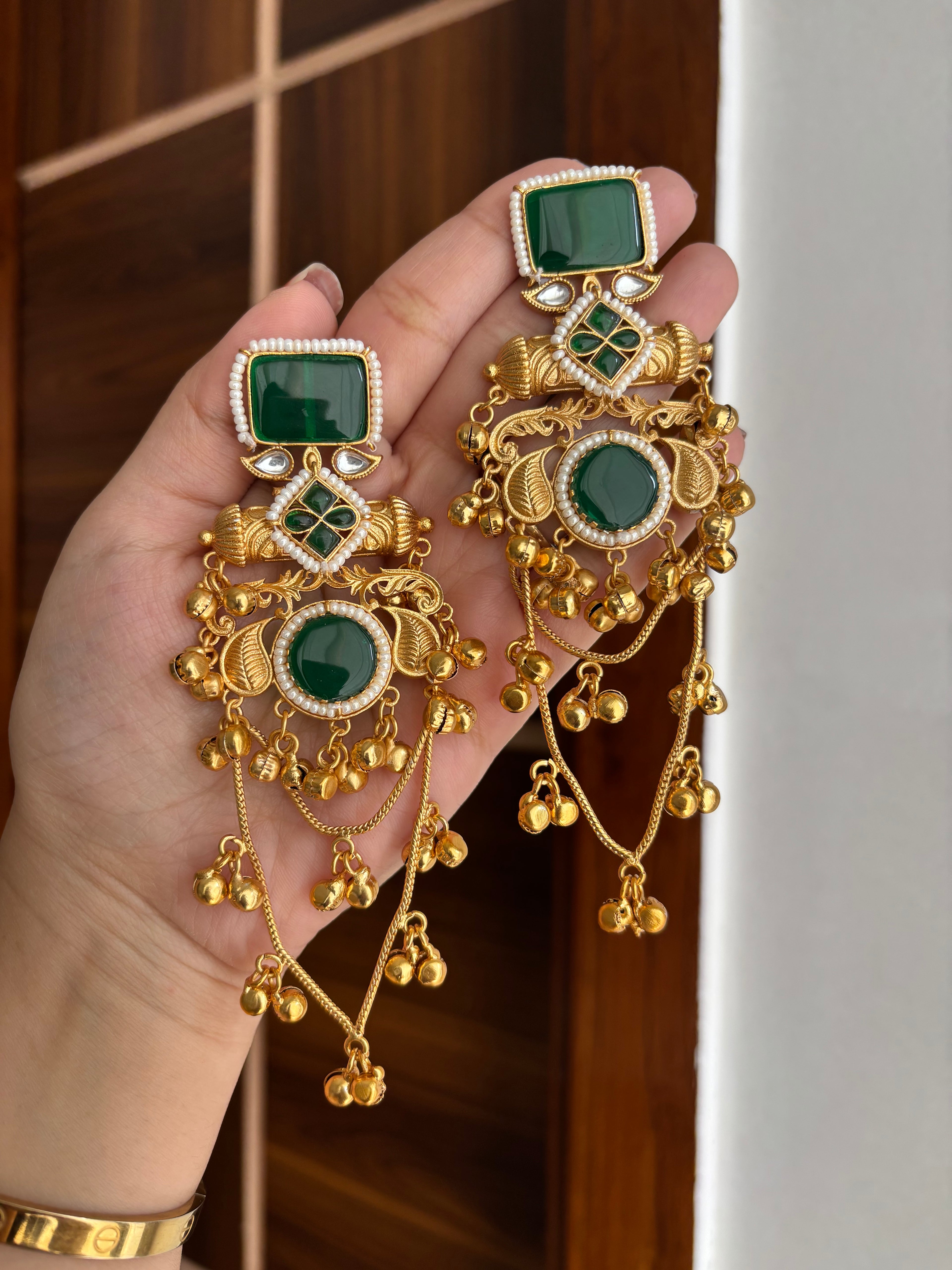 Sejal Kashmiri Earrings ( Green)