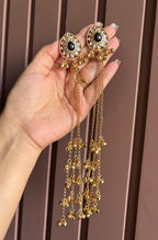 Black Kundan Touch Long Kashmiri Earrings