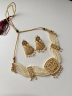 Jadau Choker Set With Earrings (Ivory)